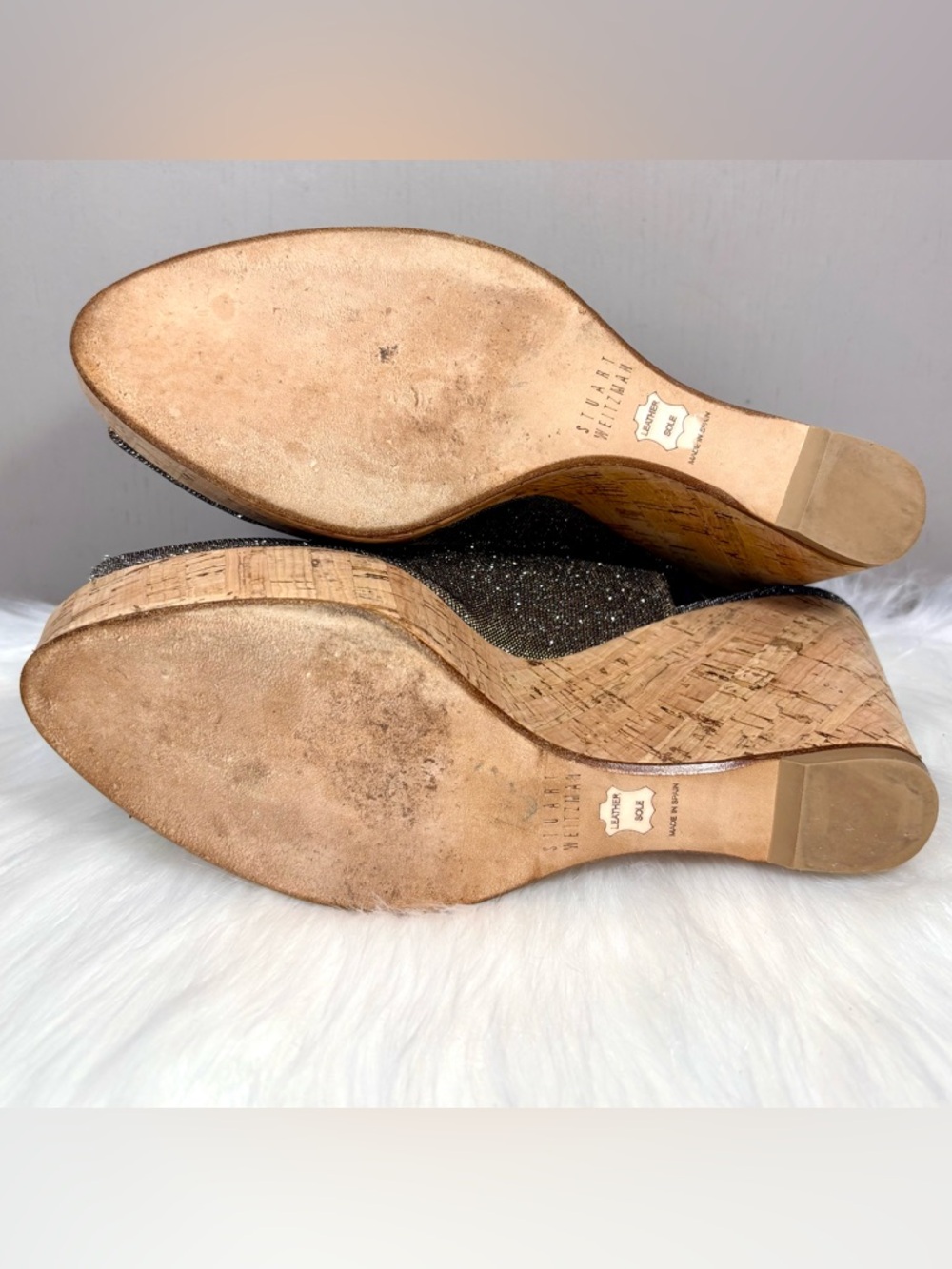 STUART WEITZMAN Metallic Cork Wedge Sandal - Picture 7 of 11
